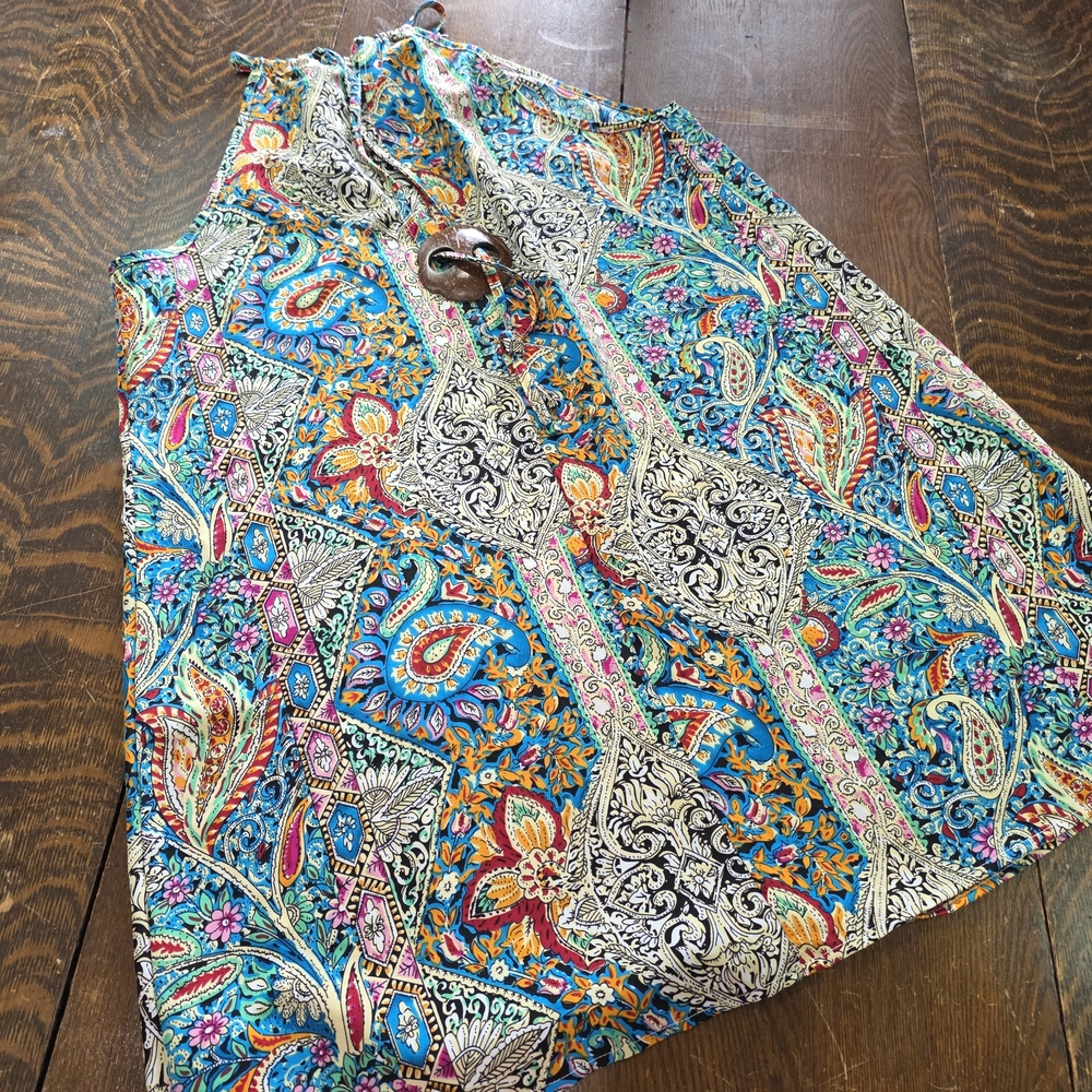 Cupshe‎ Boho Floral Paisley Mock Neck Mini Dress - Size Large